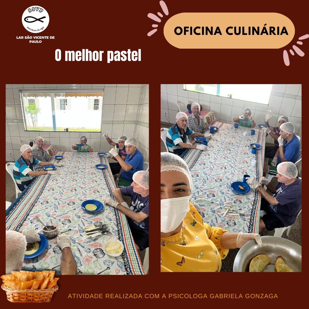 Oficina culinária 😋

Visando a qualidade de vida da pessoa idosa, a atividade contribui para o bem estar e autonomia, além de estimular a coordenação motora dos idosos.